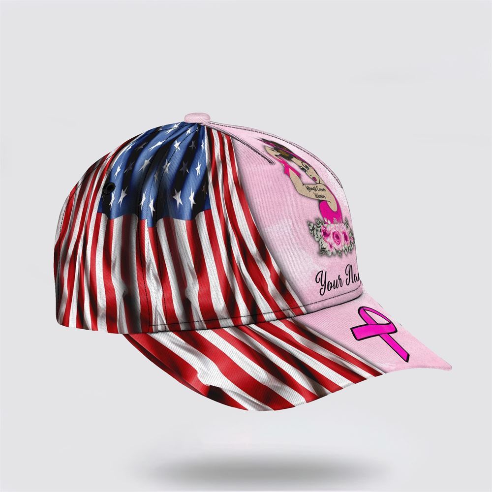 Customized Breast Cancer Awareness Fight Flower Art Baseball Cap, Gifts For Breast Cancer Patients, Breast Cancer Hat