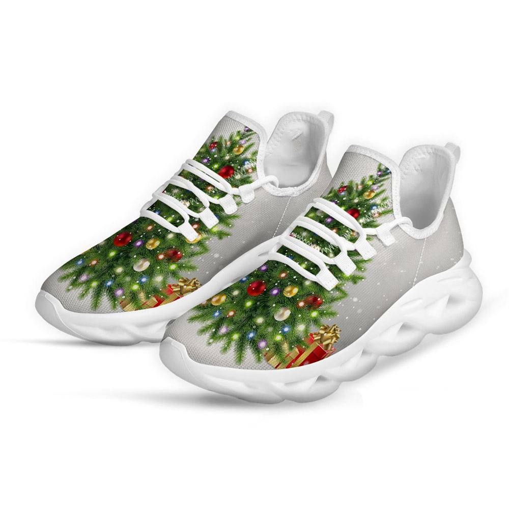 Snow And Christmas Tree Print White Max Soul Shoes For Men Women, Best Running Sneaker, Christmas Shoes, Winter Fashion Shoes