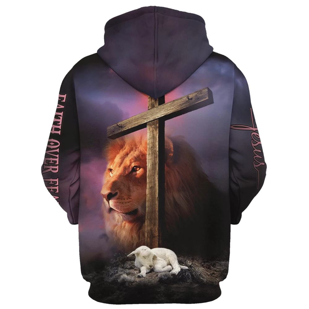 Christian Jesus Lion And The Lamb Hoodie For Men & Women, God 3D Printed Hoodie, Christian Apparel Hoodies