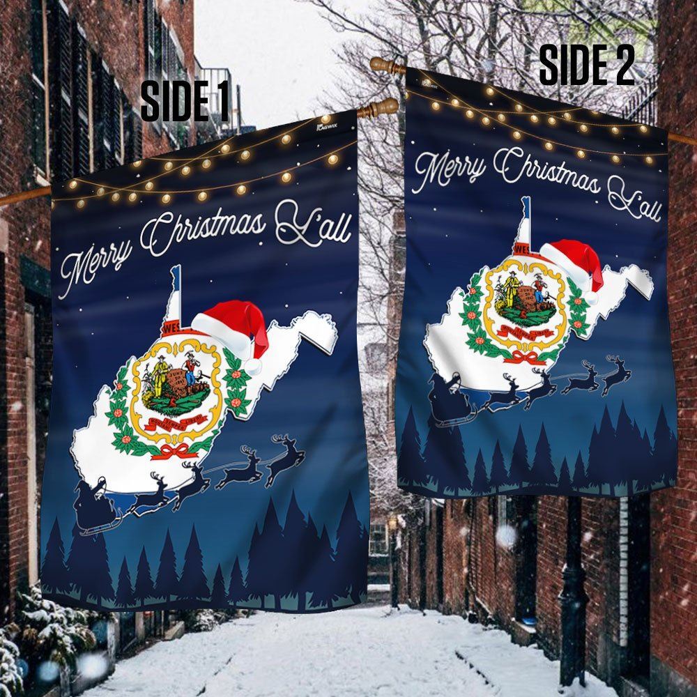 West Virginia State Merry Christmas Y'all Flag, Christmas Garden Flag, Home Decor Accessories, Christmas Outdoor Decor Ideas