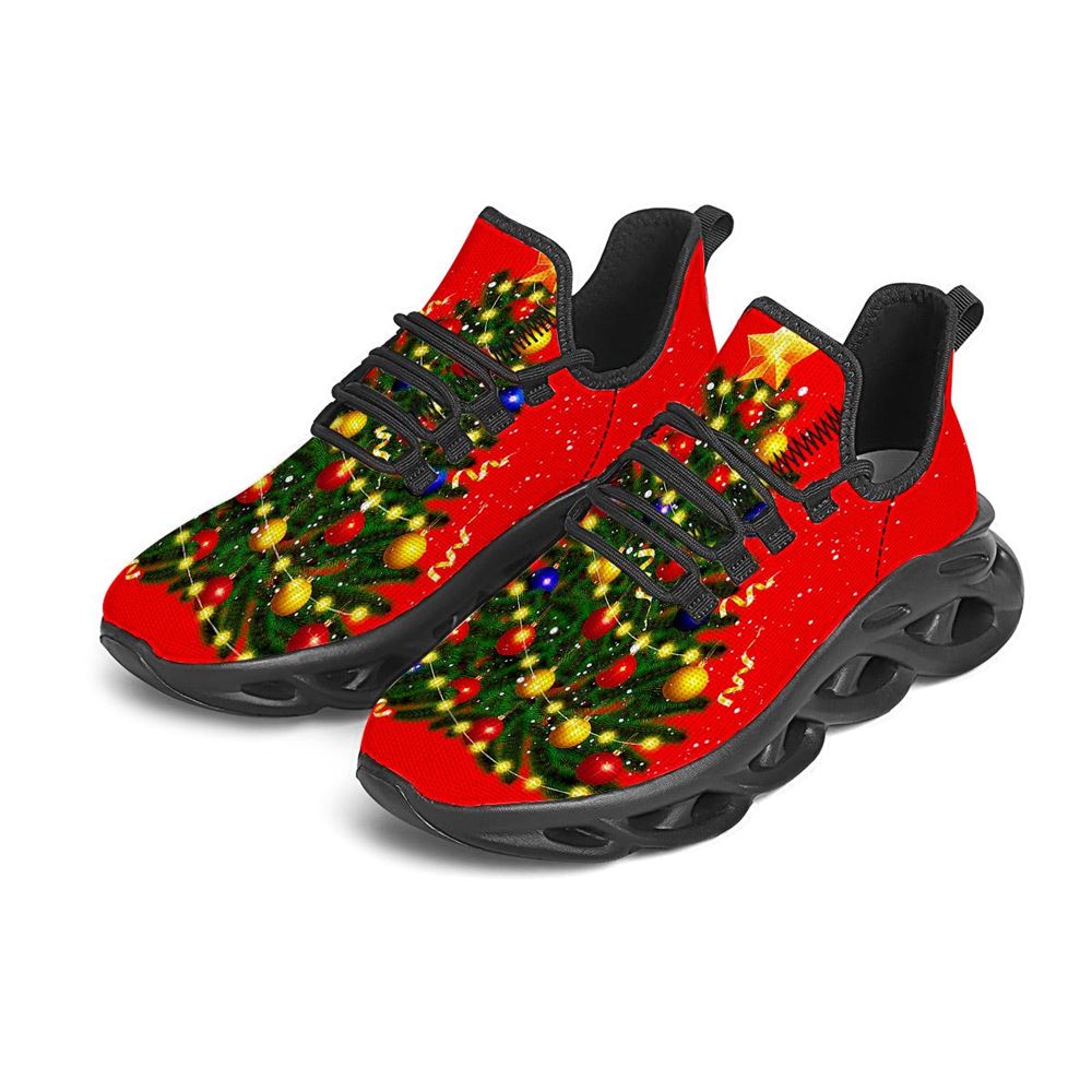 Lights Christmas Tree Print Black Max Soul Shoes For Men Women, Best Running Sneaker, Christmas Shoes, Winter Fashion Shoes