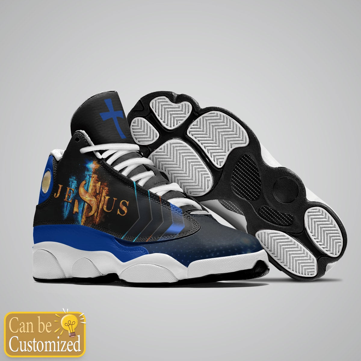 Black And Blue Cross Jesus Custom Name Jd13 Shoes For Man And Women, Christian Basketball Shoes, Gifts For Christian, God Shoes