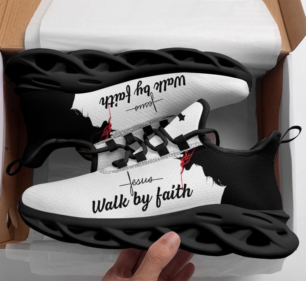 Christian Best Running Shoes, Jesus Walk By Faith Running Sneakers Max Soul Shoes For Men And Women, Jesus Fashion Shoes