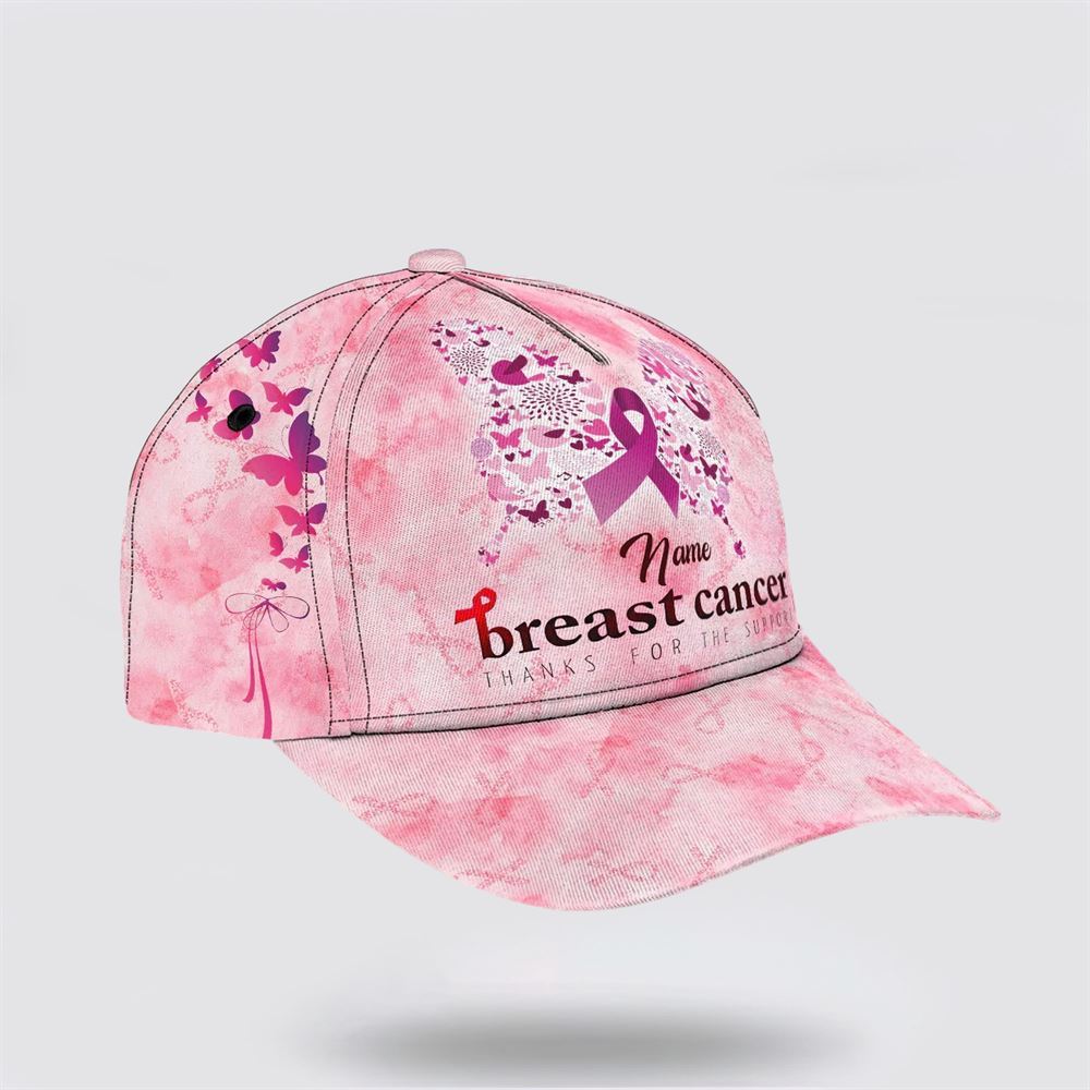 Customized Breast Cancer Awareness Thanks For The Support Baseball Cap, Gifts For Breast Cancer Patients, Breast Cancer Hat