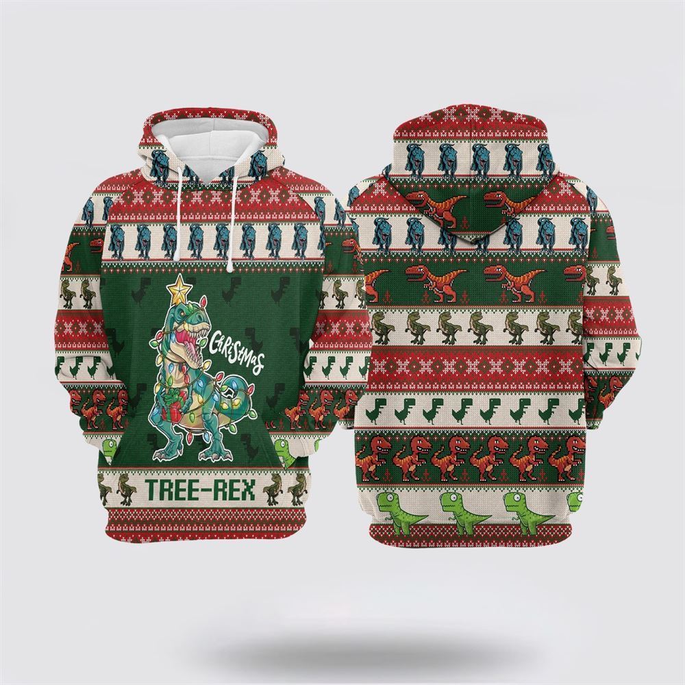 Christmas Tree Rex All Over Print 3D Hoodie For Men & Women, Christmas Hoodie Cute, Christmas Gift, Christmas Fashion