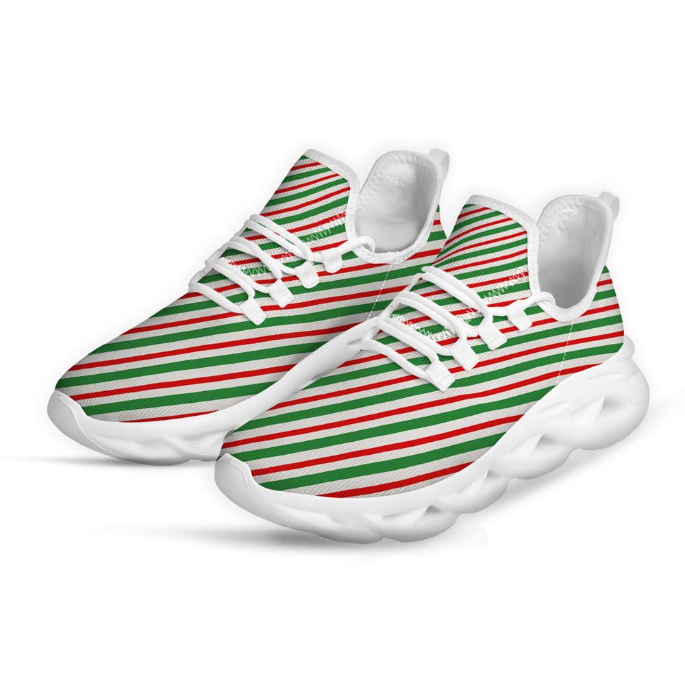 Candy Cane Stripes Christmas Print White Max Soul Shoes For Men Women, Best Running Sneaker, Christmas Shoes, Winter Fashion Shoes