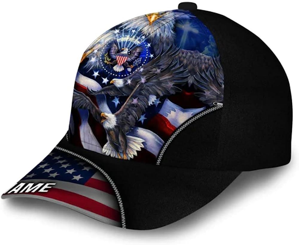 Bless America Eagle With Flag Baseball Caps, Christian Baseball Cap, Religious Cap, Jesus Gift, Jesus Hat