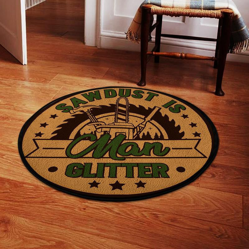 Sawdust I Man Glitter Living Room Round Mat Circle Rug