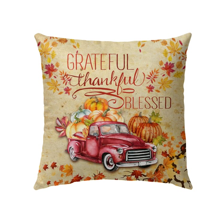 Thankful Grateful Blessed Happy Thanksgiving Pillow