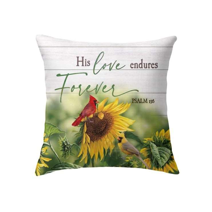 His Love Endures Forever Psalm 136 Bible Verse Pillow