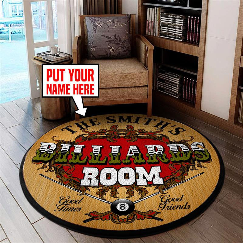 Personalized Pool Hall Living Room Round Mat Circle Rug