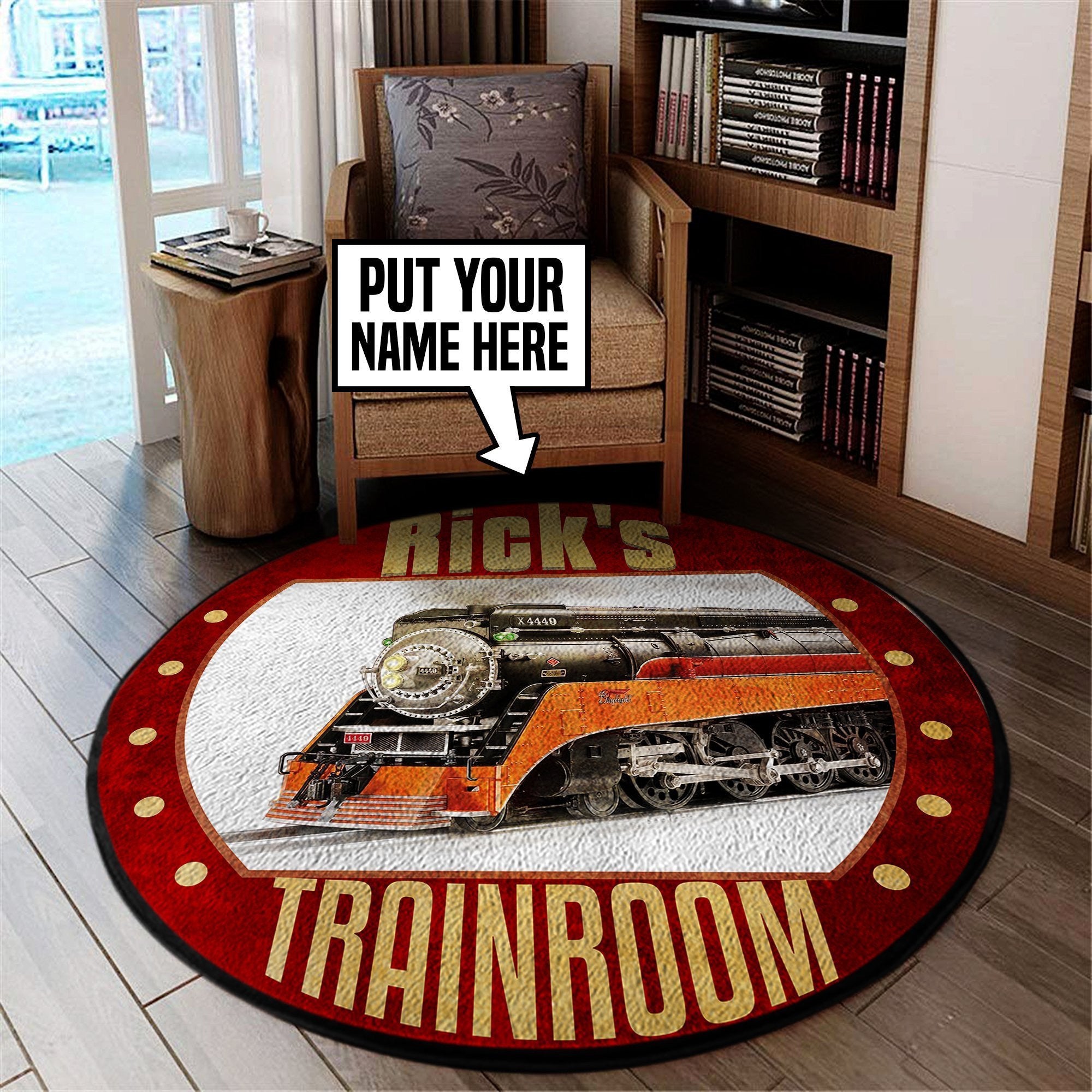 Personalized Sp Southern Pacific Line Steam Locomotive The Coast Daylight Train Round Mat Round Floor Mat Room Rugs Carpet Outdoor Rug Washable Rugs