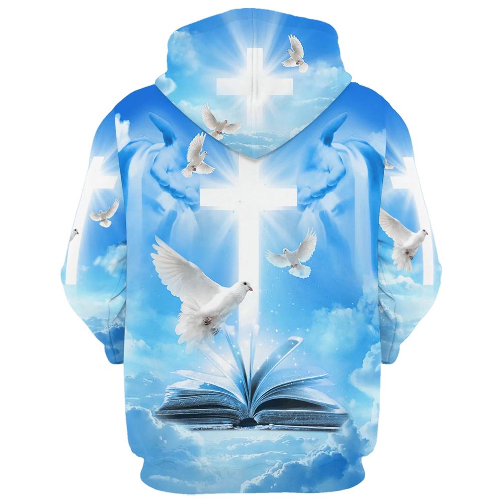 Christian Cross, Bible And Dove 3D Hoodies Men & Women, God 3D Printed Hoodie, Christian Apparel Hoodies