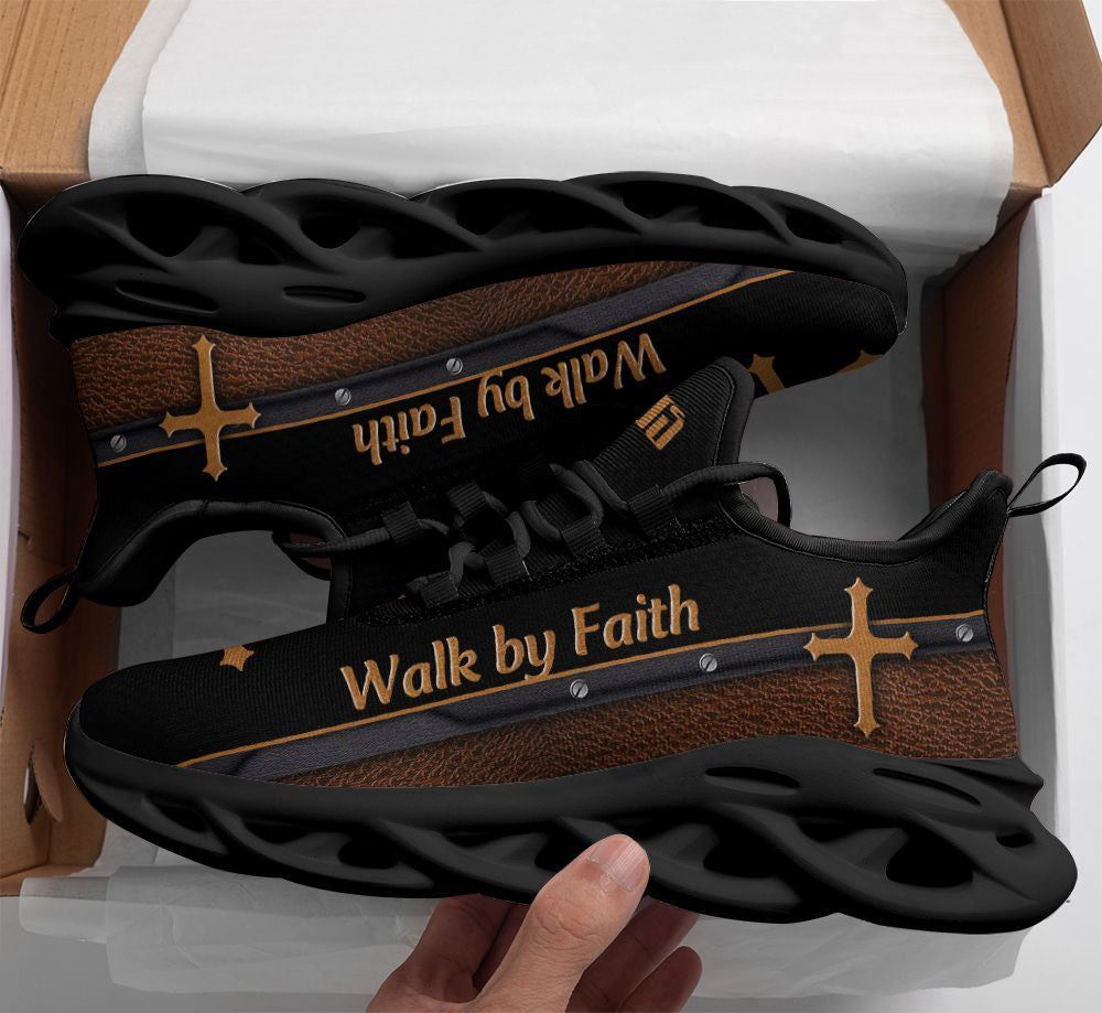 Christian Best Running Shoes, Black Jesus Walk By Faith Christ Sneakers Max Soul Shoes For Men And Women, Jesus Fashion Shoes