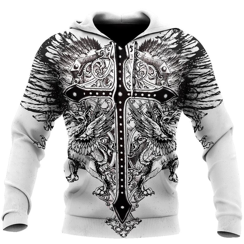 Cross Tattoo Beauty And Power God 3D Hoodie For Man And Women, Jesus Printed 3D Hoodie