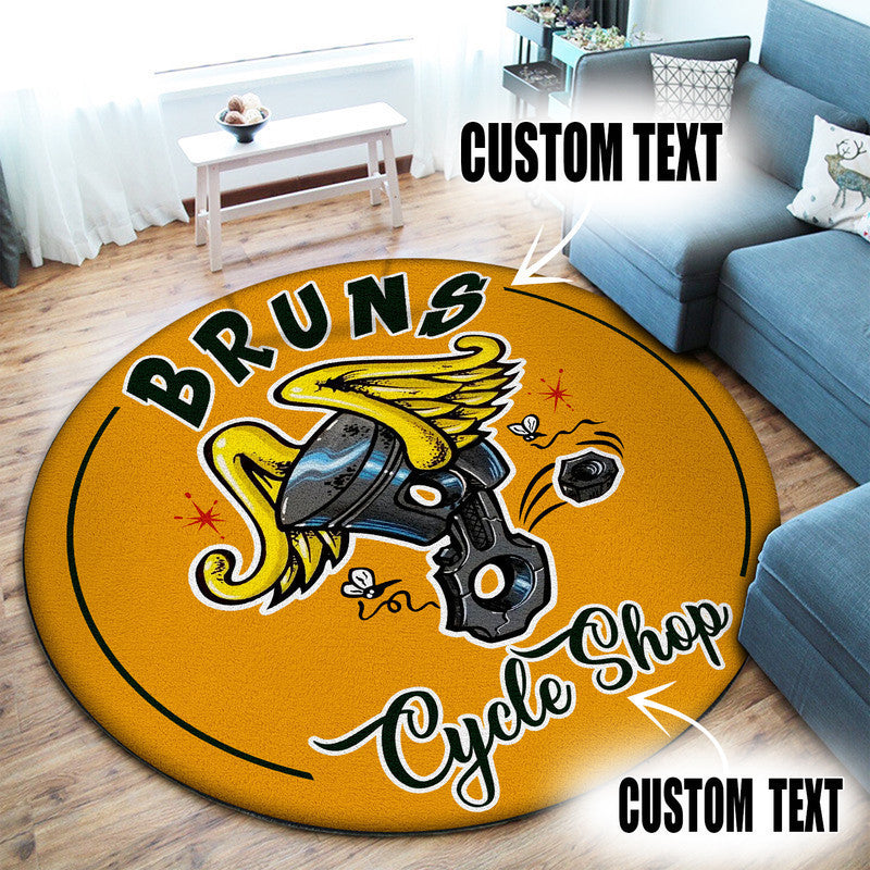 Personalized Hot Rod Garage Decor, Home Bar Decor Cycle Shop Garage Decor, Home Bar Decor Garage Round Mat