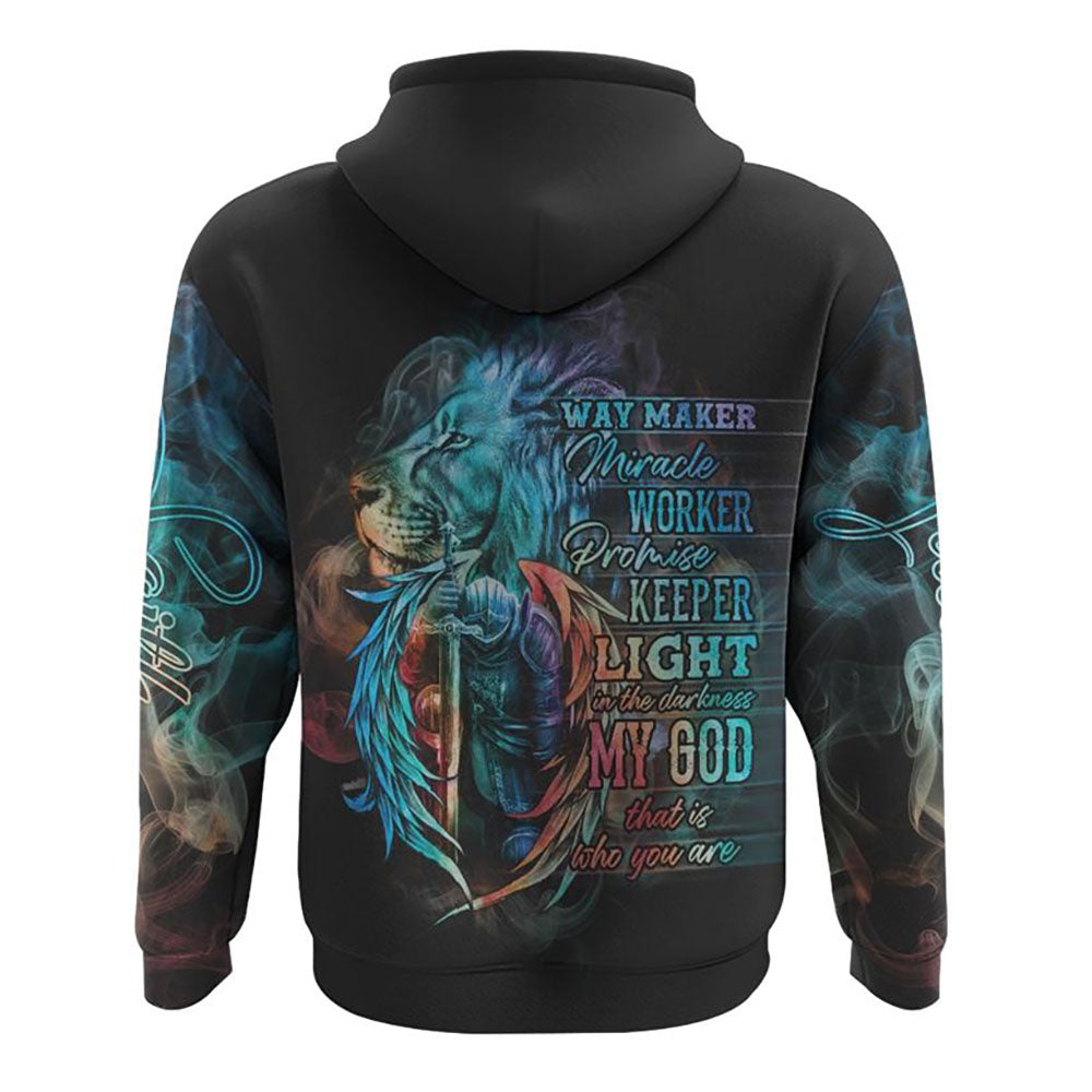 Faith Jesus Lion Warrior Colorful Smoke All Over Print 3D Hoodie, Christian Hoodie, Christian Sweatshirt, Bible Verse Shirt