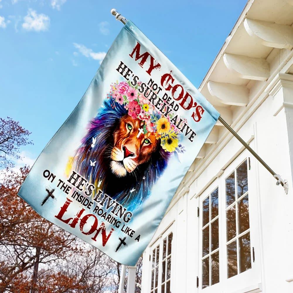 My God Not Dead Christian Lion House Flag, Christian Flag, Christian Flag, Scripture Flag, Garden Banner