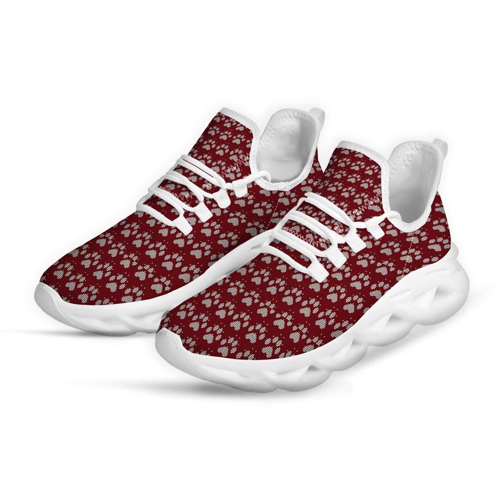 Paw Knitted Christmas Print Pattern White Max Soul Shoes For Men Women, Best Running Sneaker, Christmas Shoes, Winter Fashion Shoes