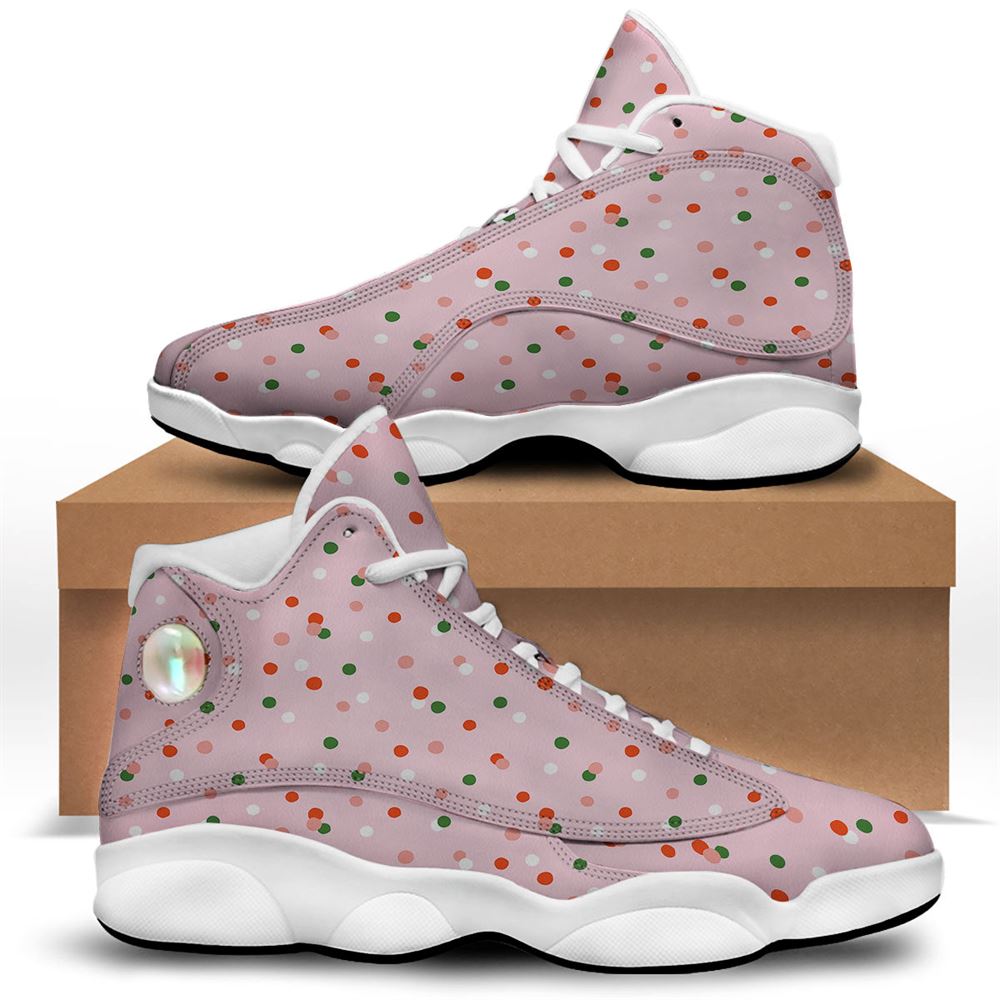 Christmas Basketball Shoes, Polka Dot Merry Christmas Print Pattern Jd13 Shoes For Men Women, Christmas Fashion Shoes