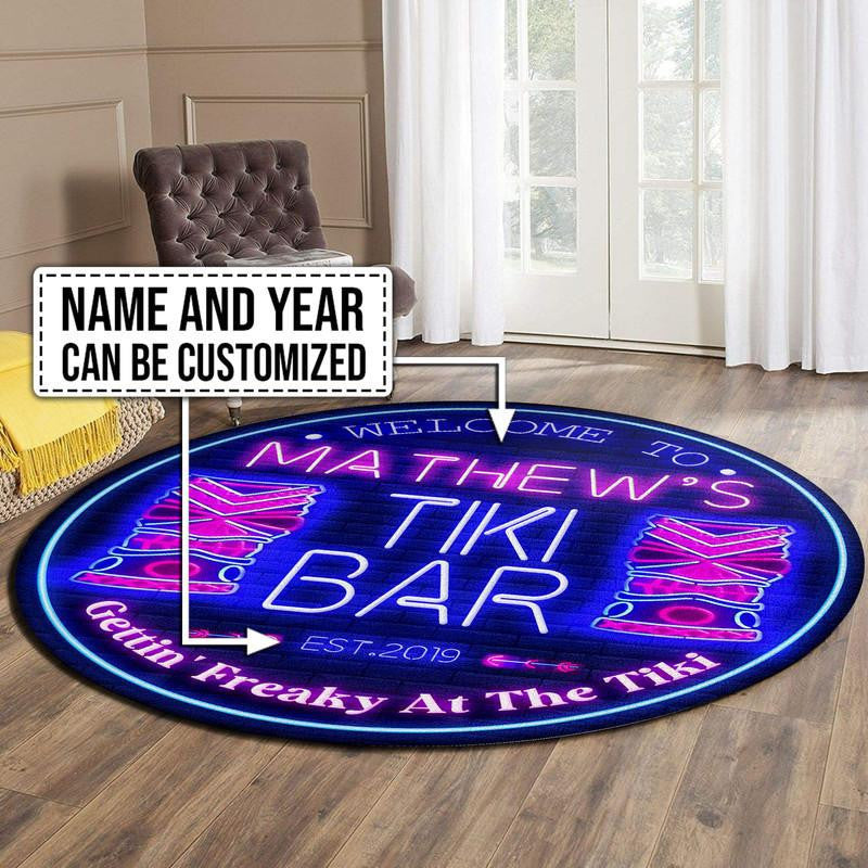 Personalized Tiki Bar Living Room Round Mat Circle Rug