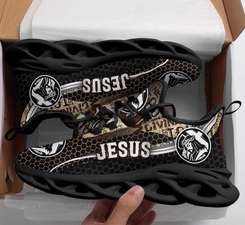 Christian Best Running Shoes, Jesus Running Sneakers White Black Max Soul Shoes For Men And Women, Jesus Fashion Shoes