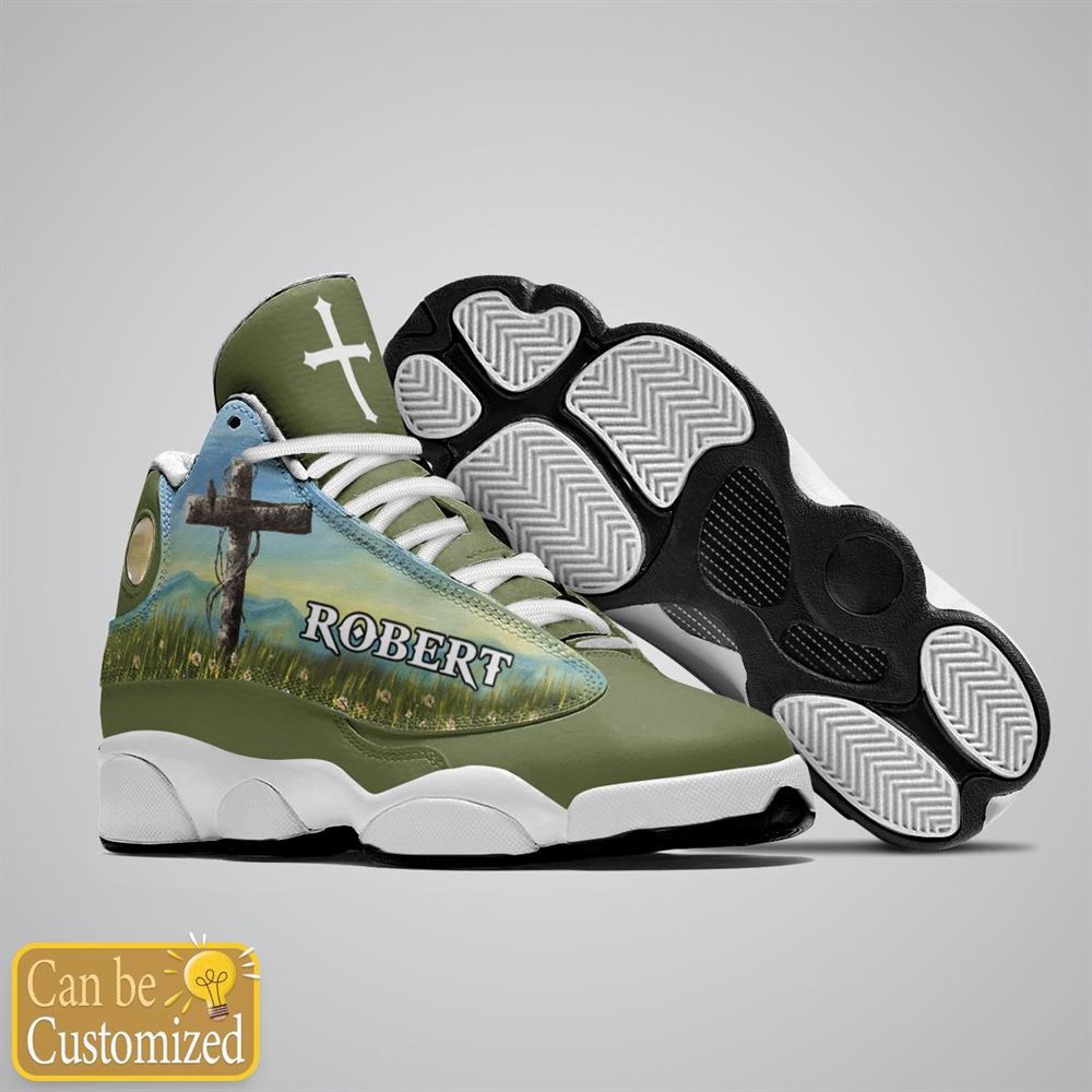 Jesus Flower Field Green Custom Name Jd13 Shoes For Man And Women, Christian Basketball Shoes, Gifts For Christian, God Shoes