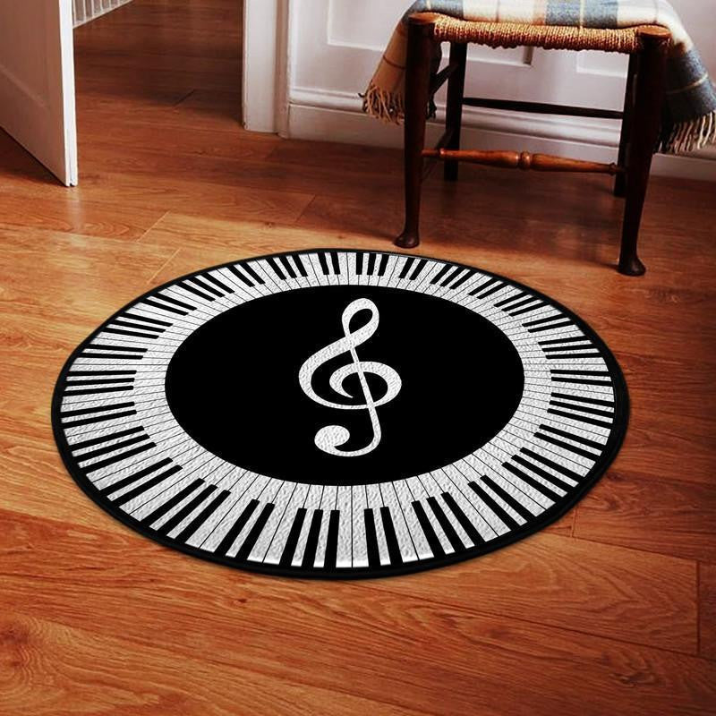 Piano Room Living Room Round Mat Circle Rug