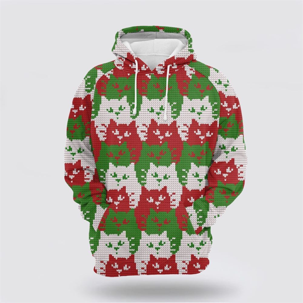 Cat Color Christmas All Over Print 3D Hoodie For Men And Women, Christmas Cat Hoodie, Christmas Hoodie Cute, Christmas Fashion