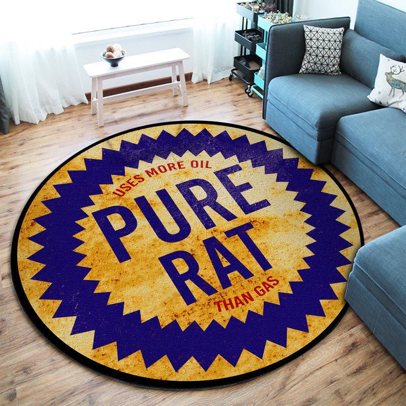 Pure Rat Oldschool Hot Rod Round Mat Round Floor Mat Room Rugs Carpet Outdoor Rug Washable Rugs