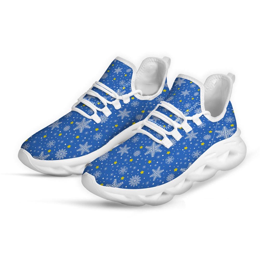 Stars And Christmas Snowflakes Print White Max Soul Shoes For Men Women, Best Running Sneaker, Christmas Shoes, Winter Fashion Shoes