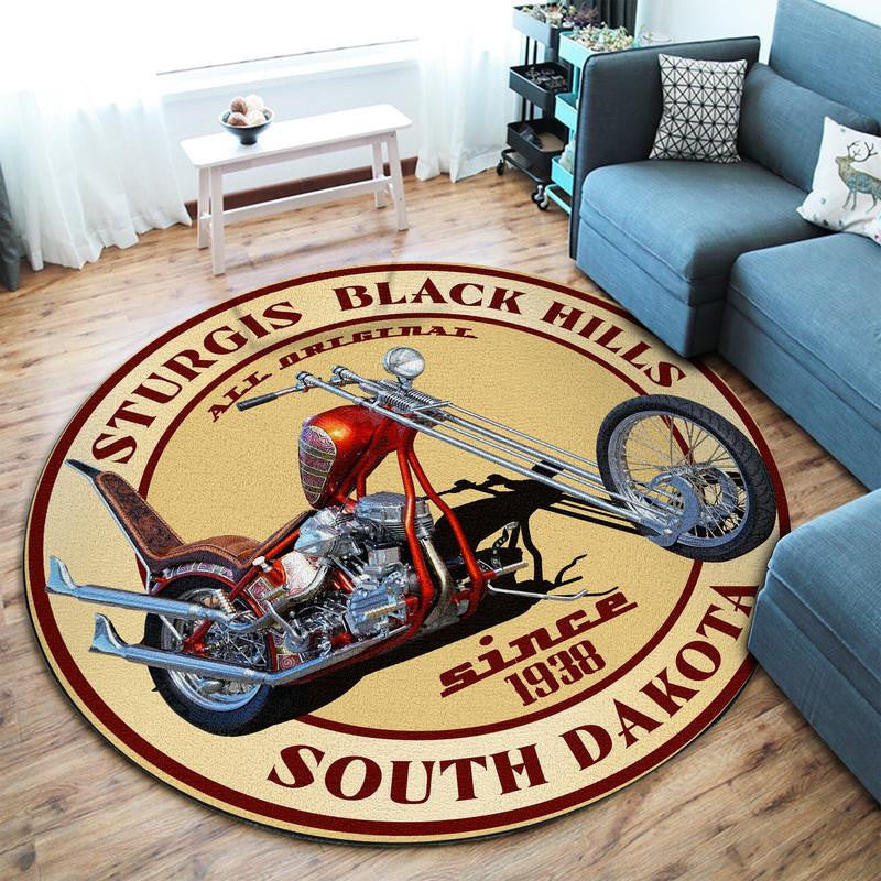 Sturgis South Dakota Chopper Round Mat Round Floor Mat Room Rugs Carpet Outdoor Rug Washable Rugs