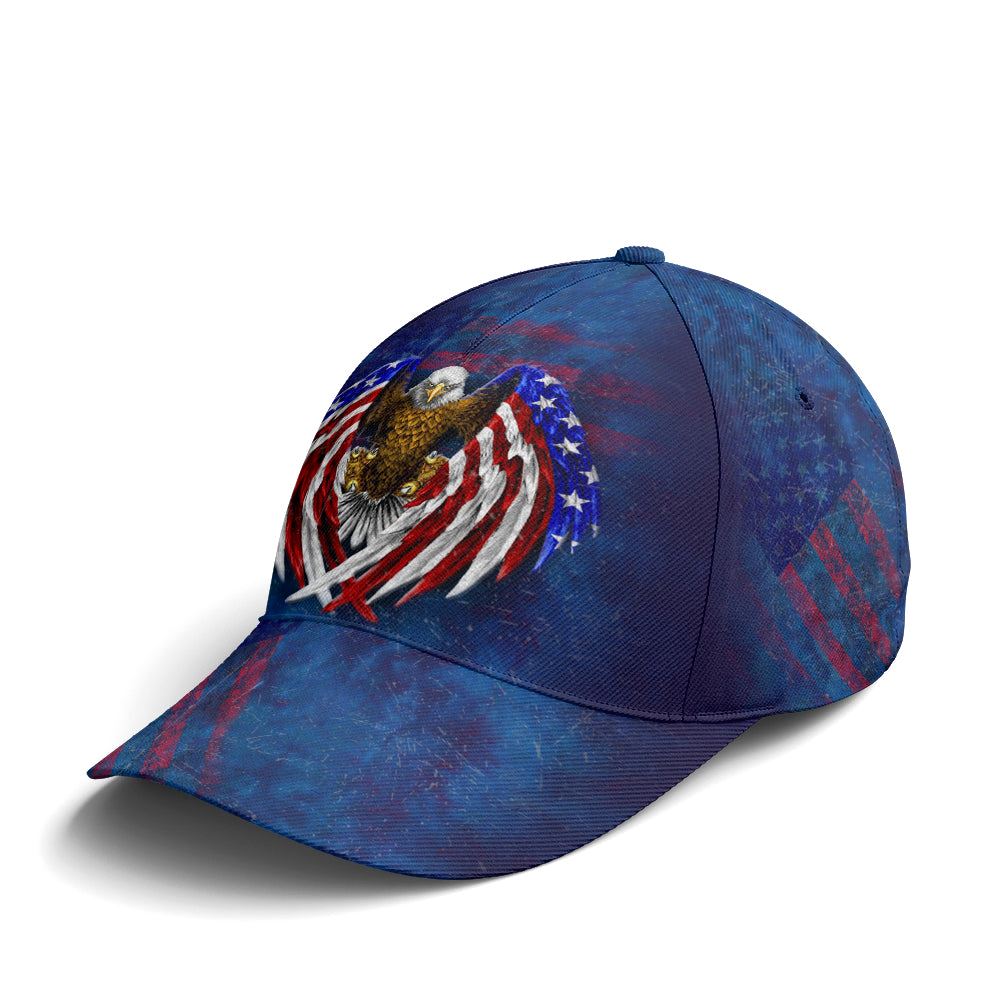 American Flag Eagle Wings Blue Baseball Cap, Christian Baseball Cap, Religious Cap, Jesus Gift, Jesus Hat