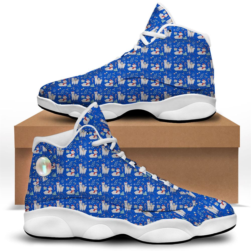 Christmas Basketball Shoes, Llama Christmas Print Pattern Jd13 Shoes For Men Women, Christmas Fashion Shoes