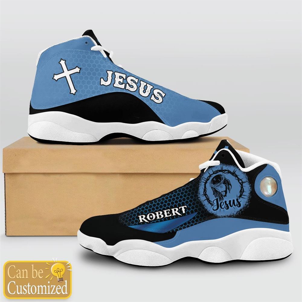 Jesus Basic Cool Dark Blue Custom Name Jd13 Shoes For Man And Women, Christian Basketball Shoes, Gifts For Christian, God Shoes