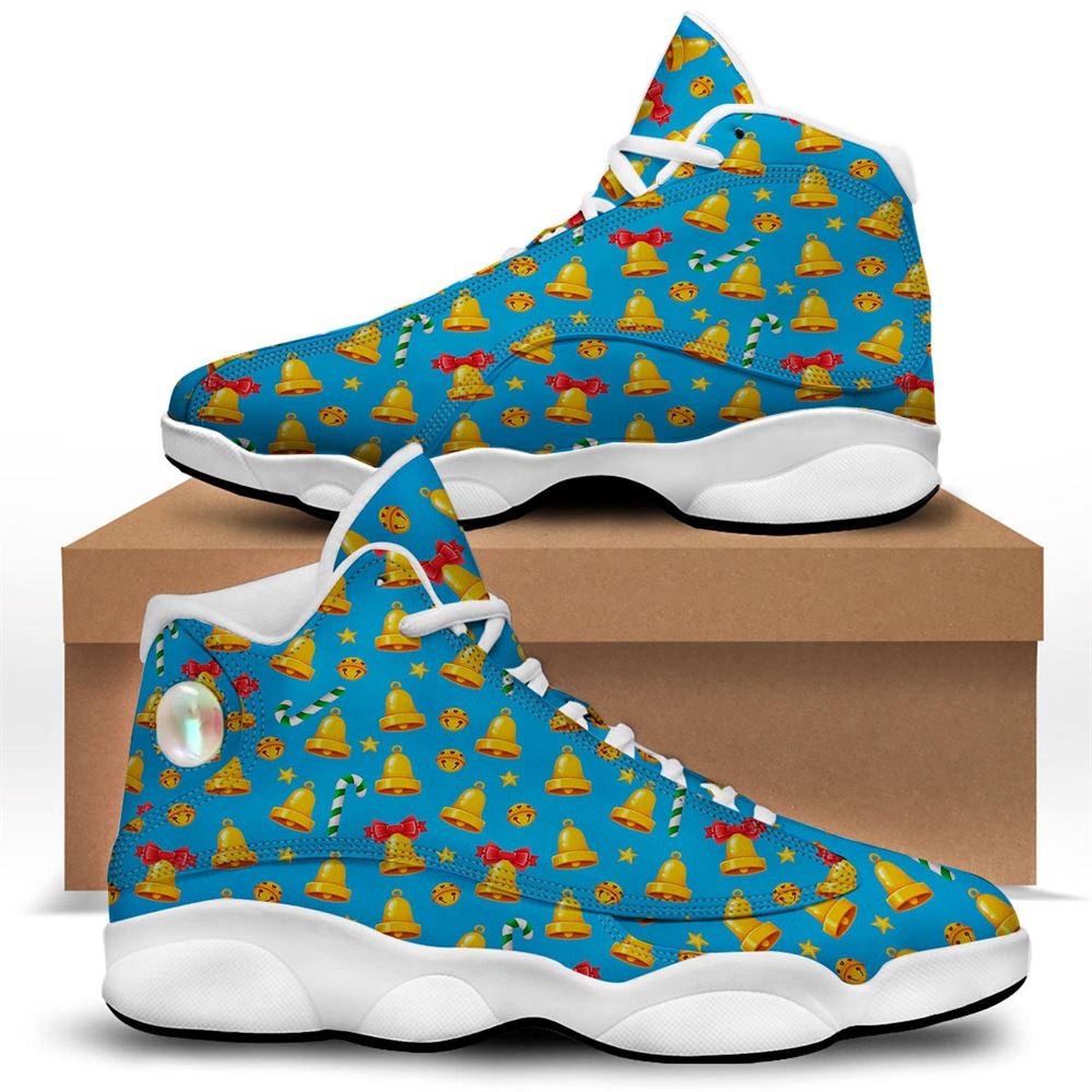 Christmas Basketball Shoes, Bells Merry Christmas Print Pattern Jd13 Shoes For Men Women, Christmas Fashion Shoes