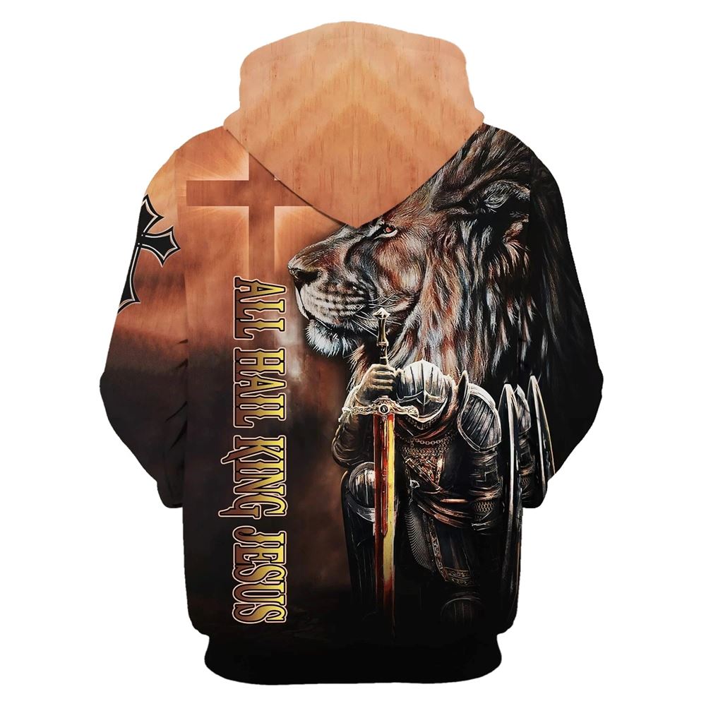 All Hail King Jesus, Lion And Warrior Hoodie For Men & Women, God 3D Printed Hoodie, Christian Apparel Hoodies