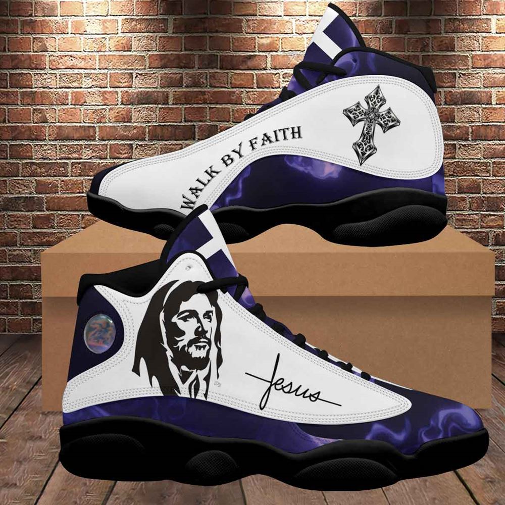 Walk By Faith Jesus Cross Jesus Drawing Jd13 Shoes For Man And Women, Christian Basketball Shoes, Gift For Christian, God Shoes