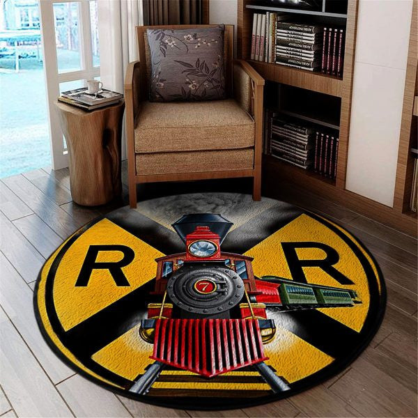 Vintage 440 Railroad Crossing Round Mat Home Decor Wall Art