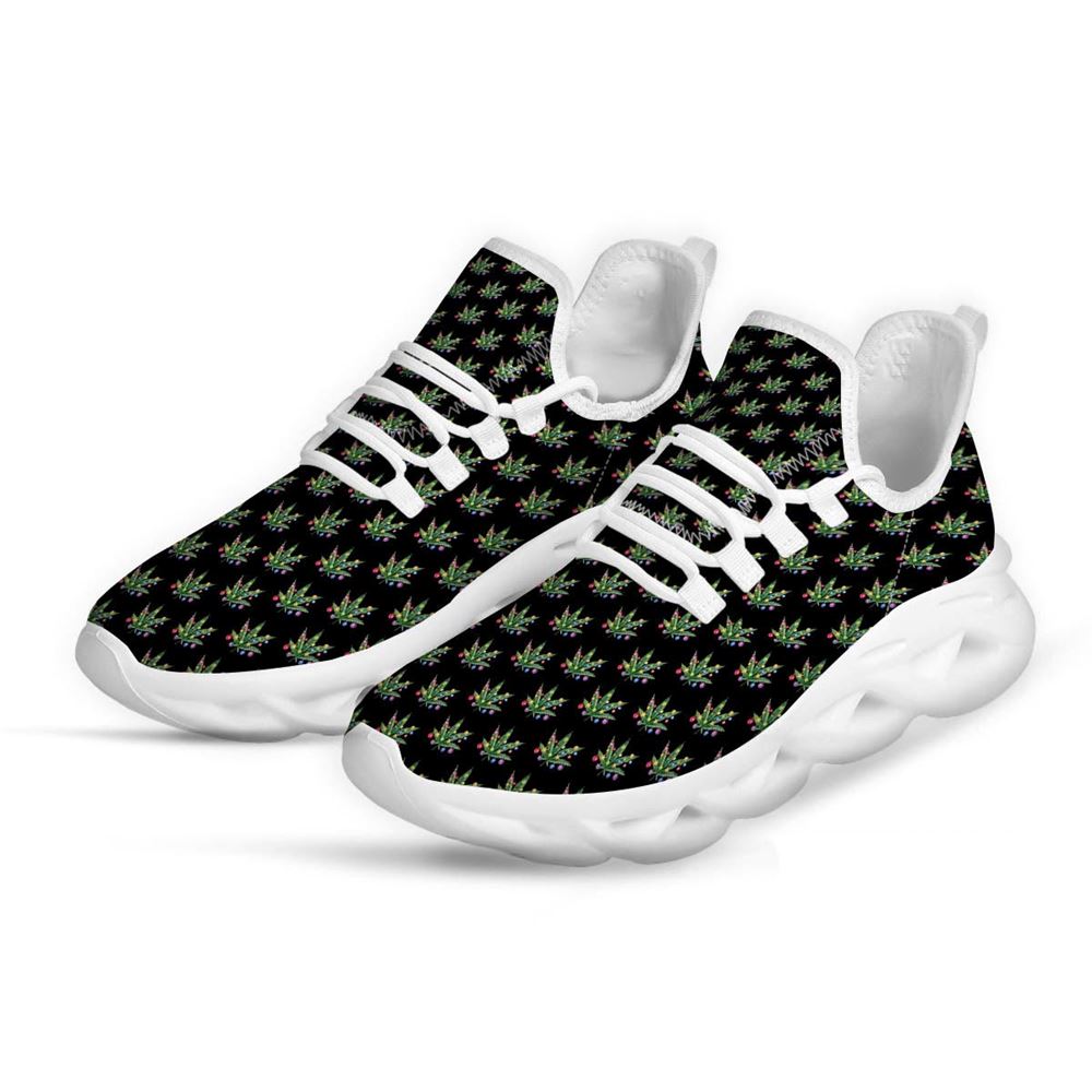 Pot Leaf Christmas Print Pattern White Max Soul Shoes For Men Women, Best Running Sneaker, Christmas Shoes, Winter Fashion Shoes