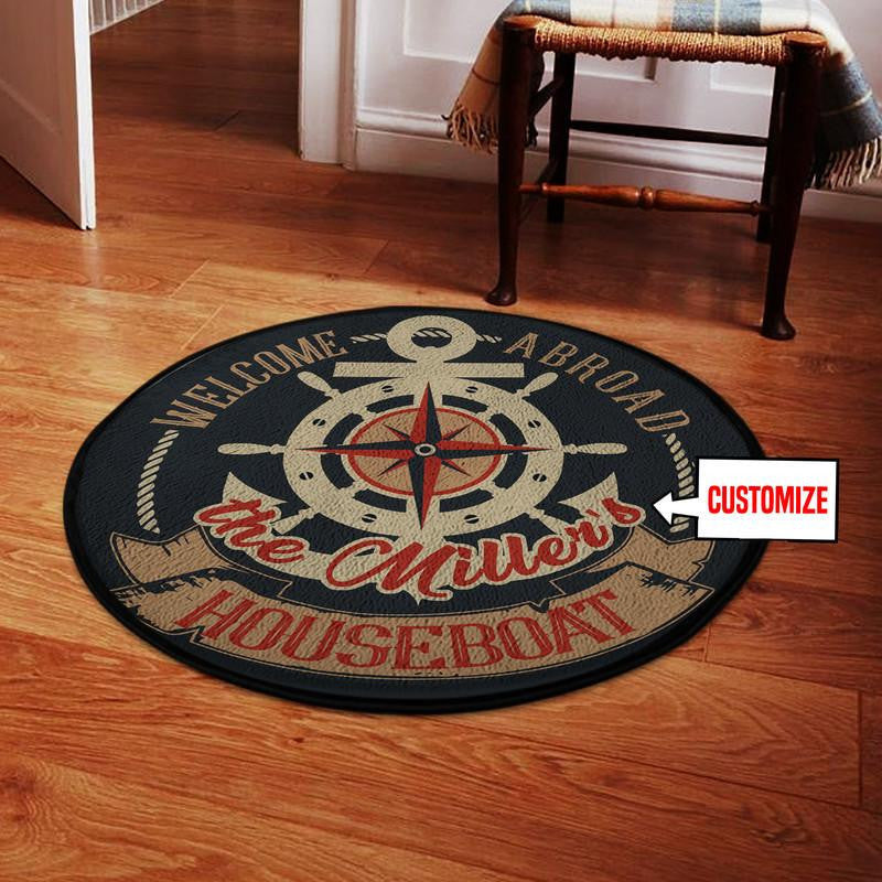 Personalized Welcome Aboard Living Room Round Mat Circle Rug