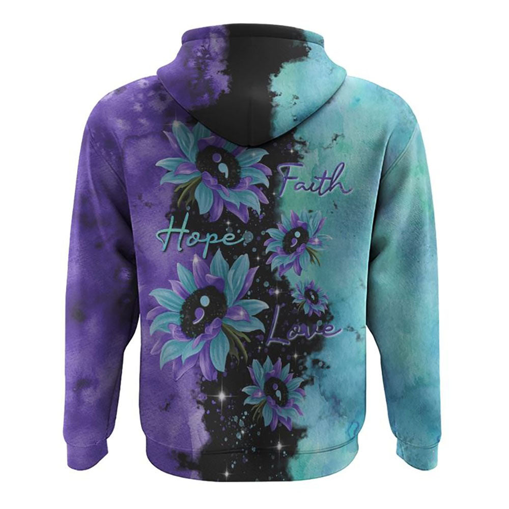 Faith Hope Love Sunflower Galaxy All Over Print 3D Hoodie, Christian Hoodie, Christian Sweatshirt, Bible Verse Shirt