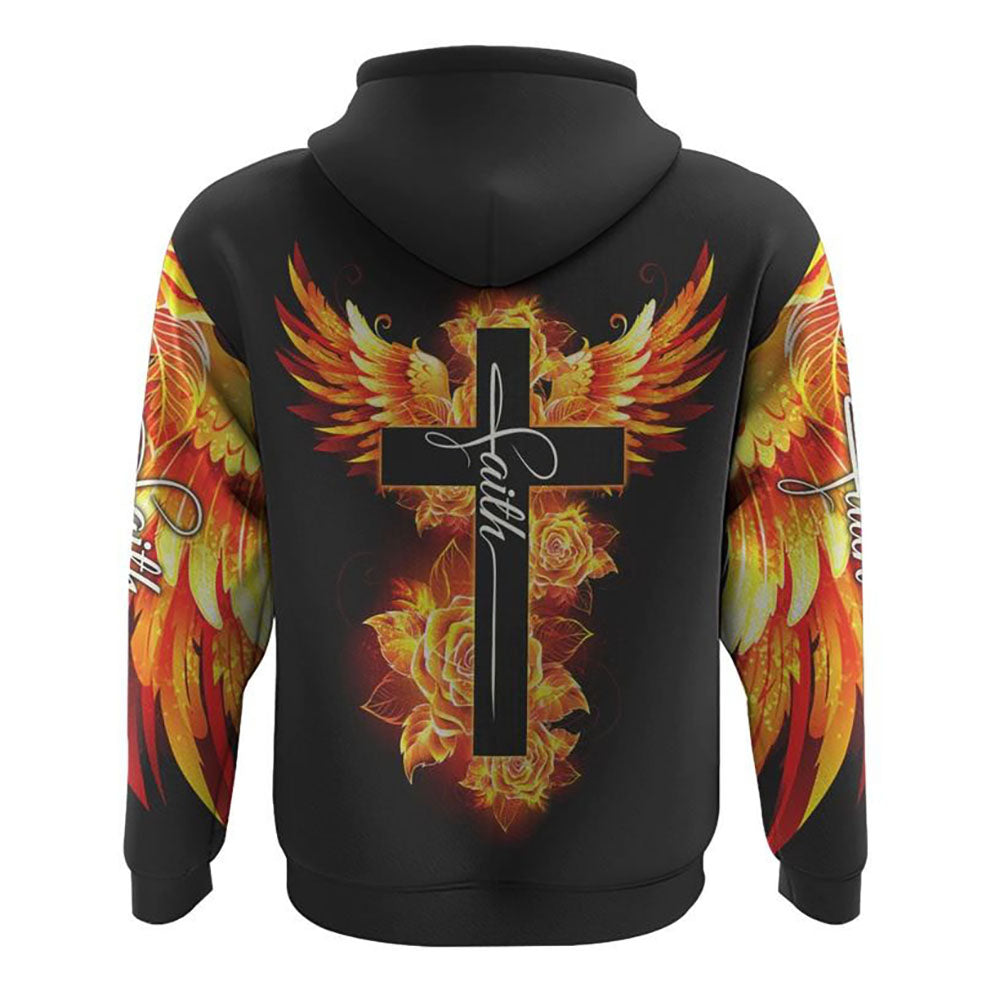 Cross Rose Wings Arm All Over Print 3D Hoodie, Christian Hoodie, Christian Sweatshirt, Bible Verse Shirt