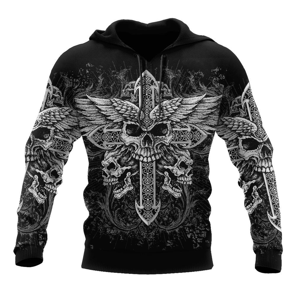 Cross Skull Tattoo God 3D Hoodie For Man And Women, Jesus Printed 3D Hoodie