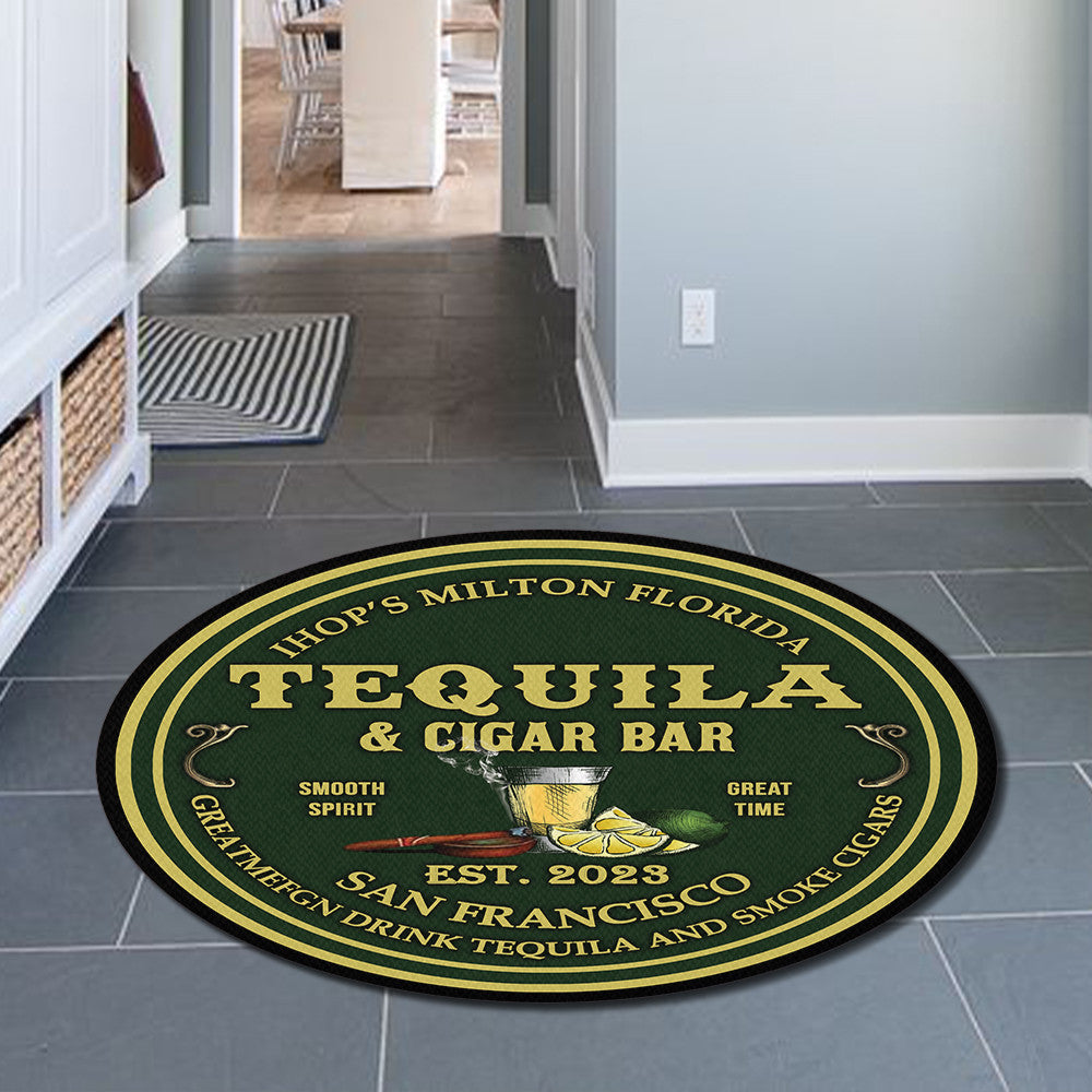 Personalized Tequila Cigar Bar Living Room Round Mat Circle Rug