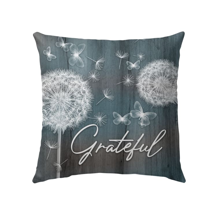 Grateful Dandelions Butterflies Christian Pillow