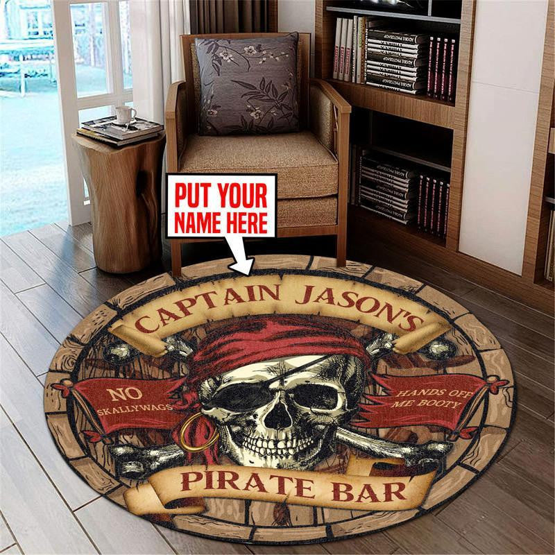 Personalized Pirate Home Bar Round Mat Round Floor Mat Room Rugs Carpet Outdoor Rug Washable Rugs