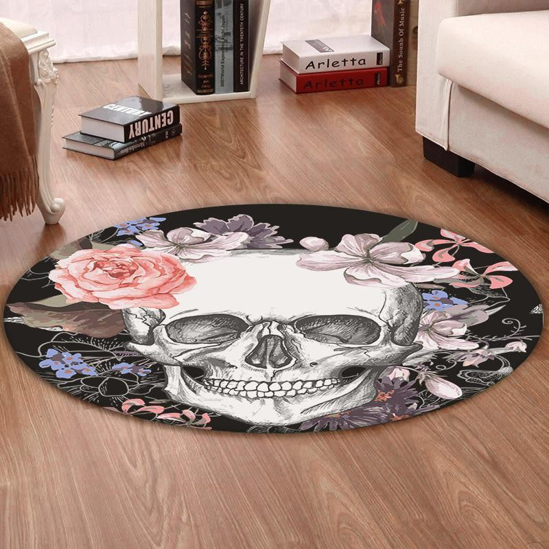 Skull Round Mat Skull Round Floor Mat Room Rugs Carpet Outdoor Rug Washable Rugs