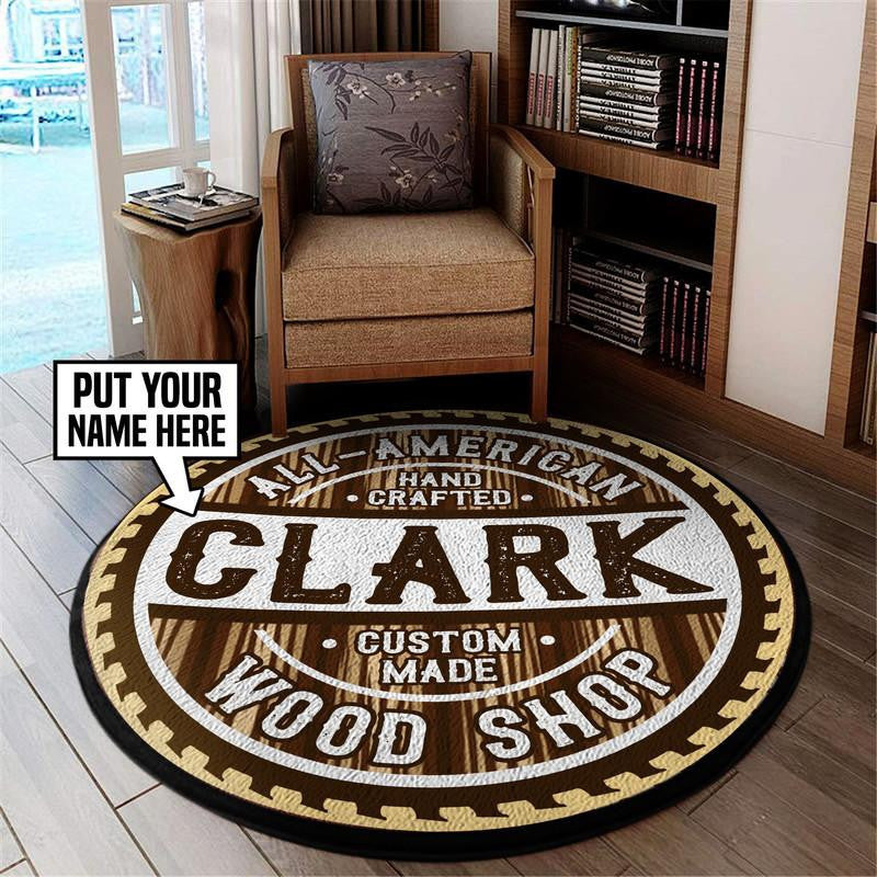 Personalized Woodshop Living Room Round Mat Circle Rug