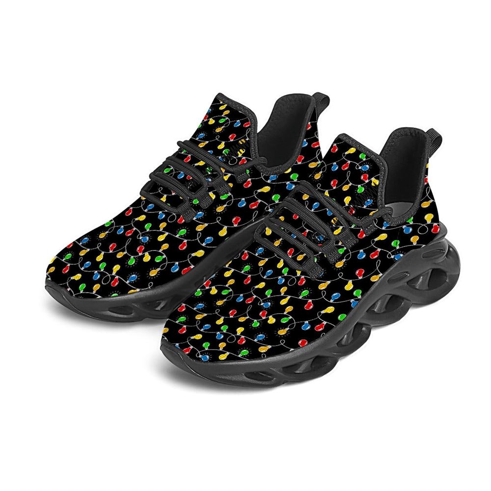 String Lights Colorful Christmas Print Black Max Soul Shoes For Men Women, Best Running Sneaker, Christmas Shoes, Winter Fashion Shoes